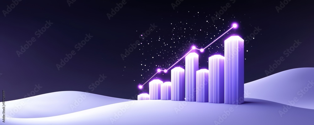 A sleek graphic showing ascending bars representing growth, set against a dark background with sparkles, conveying progress and success. A sleek graphic showing ascending bars representing growth, set against a dark background with sparkles, conveying progress and success.