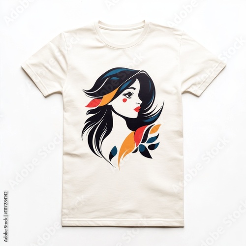 Women s T Shirt with Abstract Floral Design photo