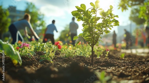 Transforming our local park volunteers plant flowers and engage the community