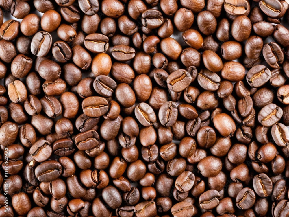 Top View of Coffee Beans Isolated on White Background Top View of Coffee Beans Isolated on White Background