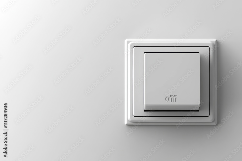 Minimalist Light Switch in Off Position with Shadows Minimalist Light Switch in Off Position with Shadows