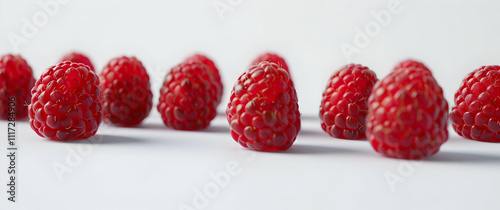 Red Raspberries on White Background - Realistic Image
