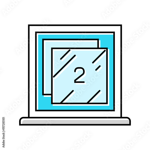 double pane windows energy conservation color icon vector. double pane windows energy conservation sign. isolated symbol illustration