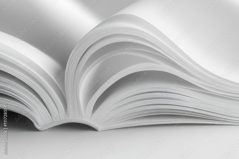 Fototapeta premium Blank Pages of a Curled Book on a Soft Background
