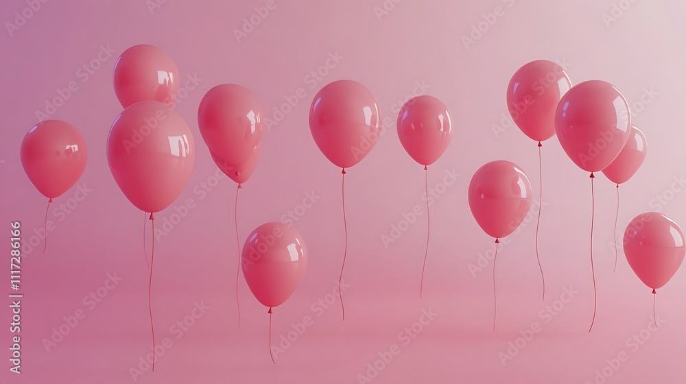 Floating Pink Balloons Against a Soft Pink Background: A Celebration of Lightness and Joy Floating Pink Balloons Against a Soft Pink Background: A Celebration of Lightness and Joy
