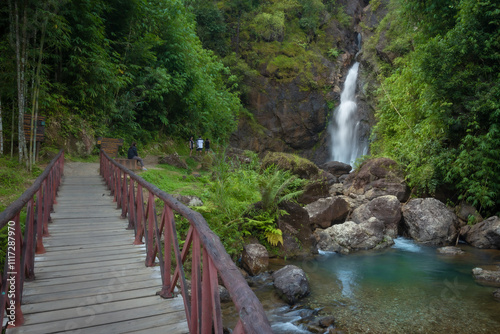 Jokkradin Waterfall in the middle of the valley is very stunning and beautiful located near Ban-E Tong village Thong Pha Phum, Kanchanaburi Thailand. photo