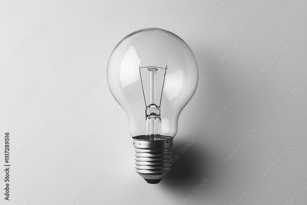 Bright Glowing Bulb in Minimalist Studio Setting Bright Glowing Bulb in Minimalist Studio Setting