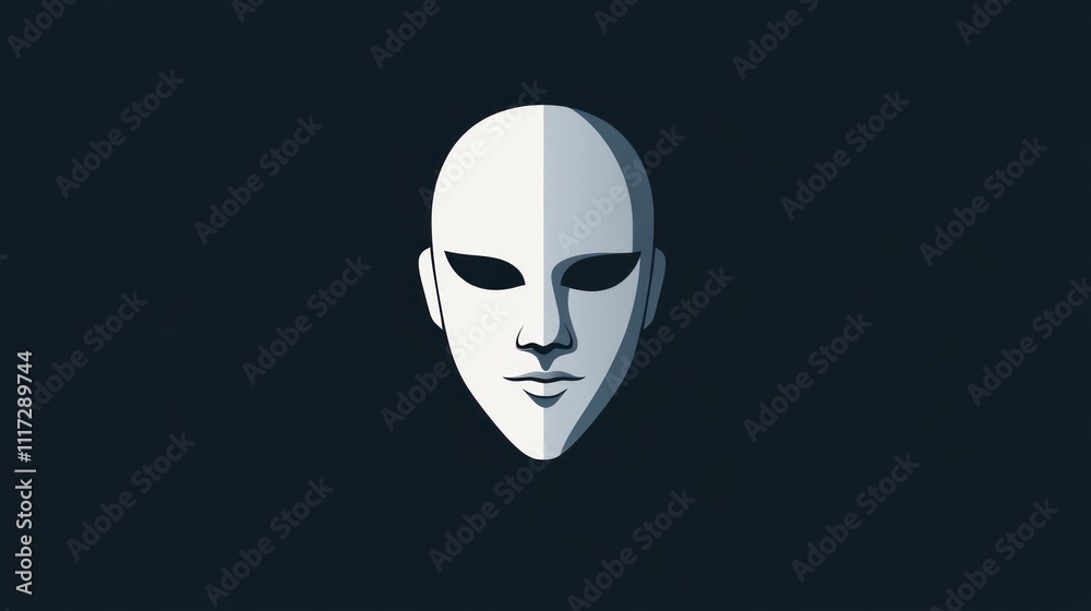 A minimalist illustration of a stylized, featureless face against a dark background. A minimalist illustration of a stylized, featureless face against a dark background.