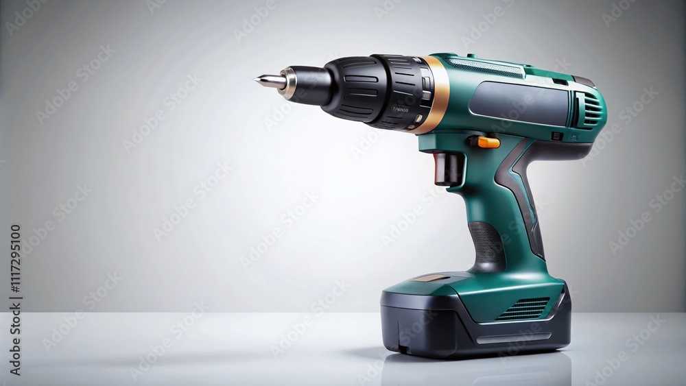 Battery Screwdriver Drill White Background Product Image
