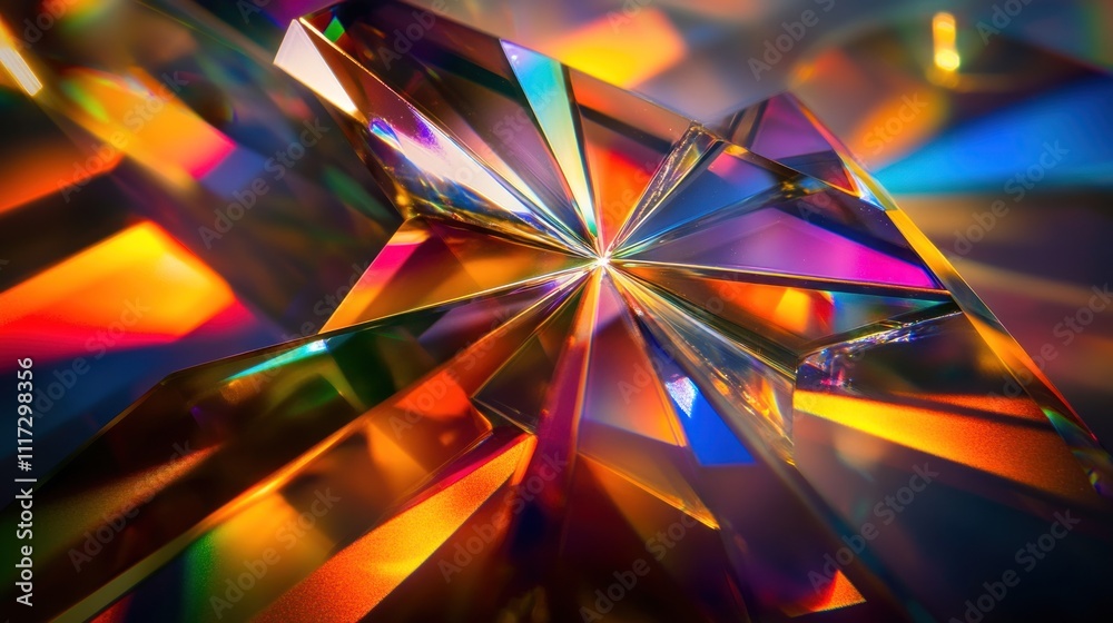 Abstract Crystal Refraction Showing Vibrant Colors