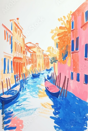 Vibrant painted Venice illustration
