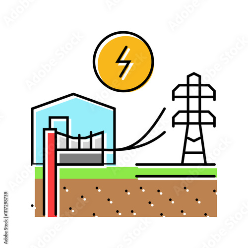 power station geothermal energy color icon vector. power station geothermal energy sign. isolated symbol illustration