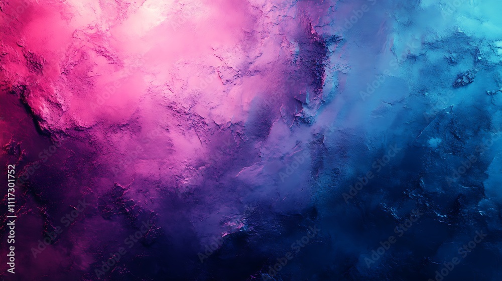 Fototapeta premium A vibrant gradient shifting from deep electric blue to bright neon pink, textured with glitch-like noise and faint glowing edges, evoking a high-tech cyber vibe, ultra hd digital design. --ar 16:9