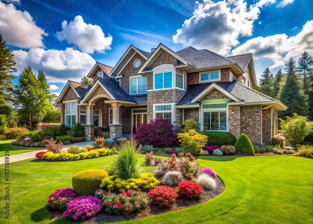 Luxurious Home Exterior - Sunny Day Dream House Luxurious Home Exterior - Sunny Day Dream House
