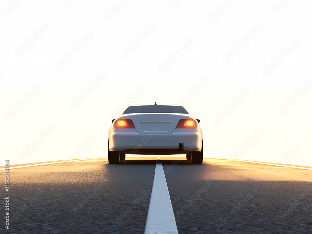 AI-Generated image of A white car is on a road. The car is on the road and is not moving AI-Generated image of A white car is on a road. The car is on the road and is not moving