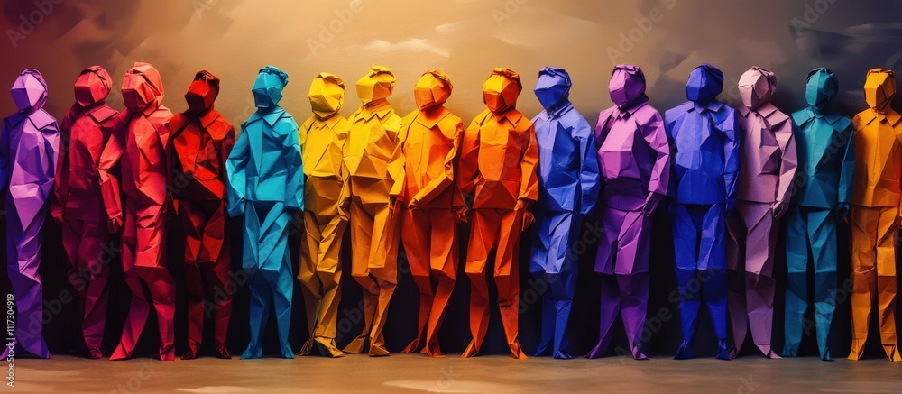 Obraz premium A vibrant lineup of paper figures.