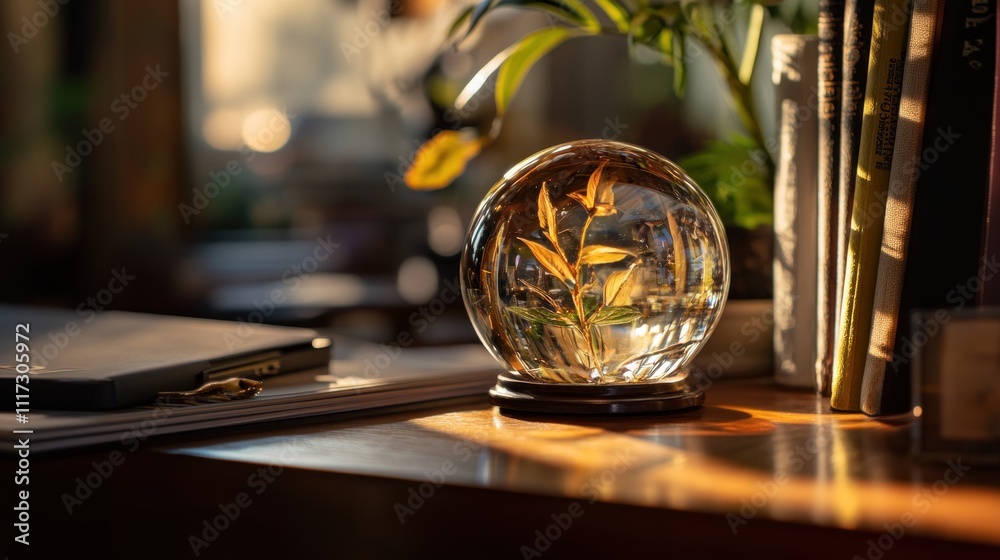 Glass Orb Encases Delicate Dried Flower Arrangement Glass Orb Encases Delicate Dried Flower Arrangement