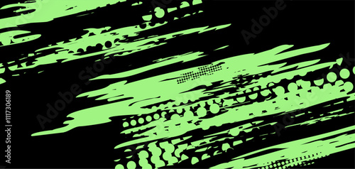 Abstract green and black graphic design.