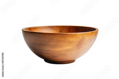 Beautiful wooden bowl with smooth finish placed on a white background showcasing its natural grain and craftsmanship