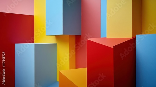 Abstract Colorful Geometric Shapes Composition