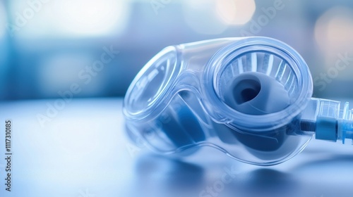 Transparent Medical Breathing Mask Close Up View photo