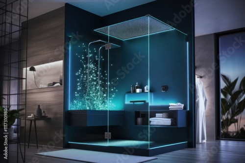 Modern Illuminated Glass Shower Enclosure Design photo