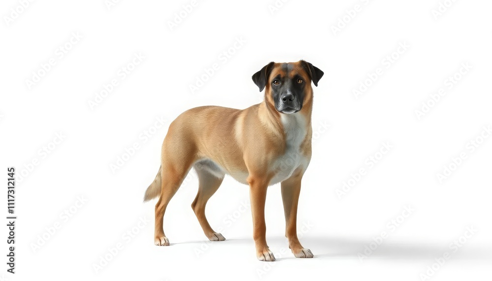 Obraz premium Brown dog standing on a white background, looking forward