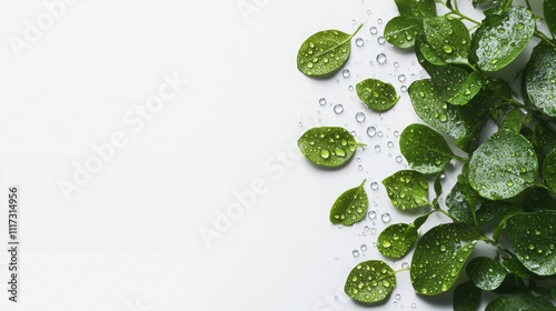 Wallpaper Mural Water droplets transforming into vapor nature's dance close-up photography fresh green leaves macro perspective evaporation concept for wellness and environment awareness Torontodigital.ca
