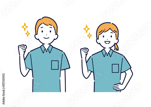 目標を見据える介護士のイラスト＿上半身
