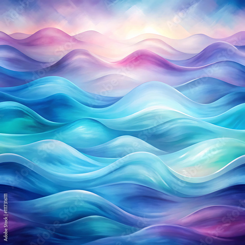 Tranquil Waves: Abstract Watercolor Flow of Soft Blues and Purples