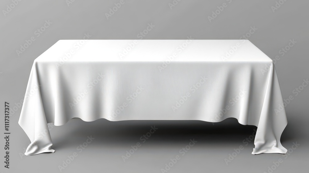 Realistic Vector Mock-Up of a Blank White Tablecloth