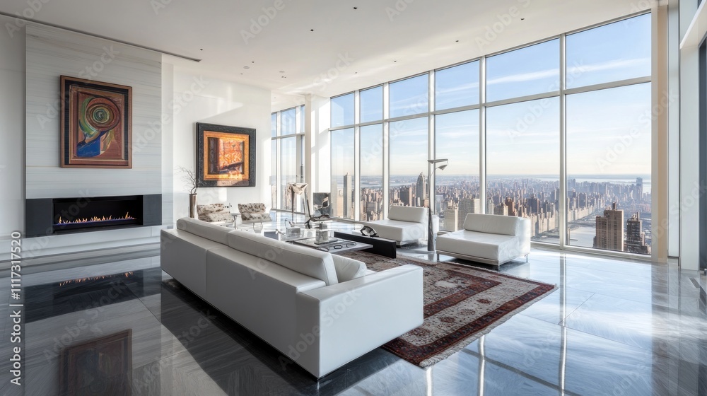Fototapeta premium Luxury Penthouse Apartment with Panoramic City View