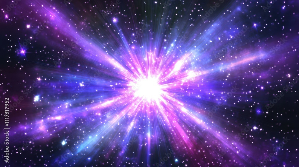 Fototapeta premium Cosmic explosion radiating vibrant colors through space.