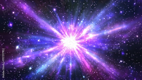 Cosmic explosion radiating vibrant colors through space.