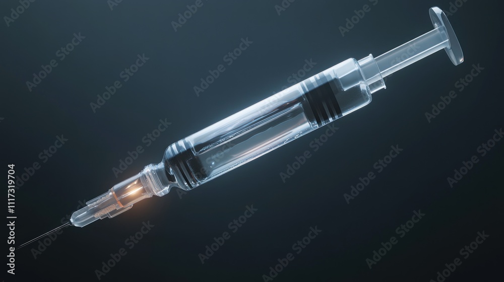 A Transparent Syringe Filled With Clear Liquid Ready For Injection