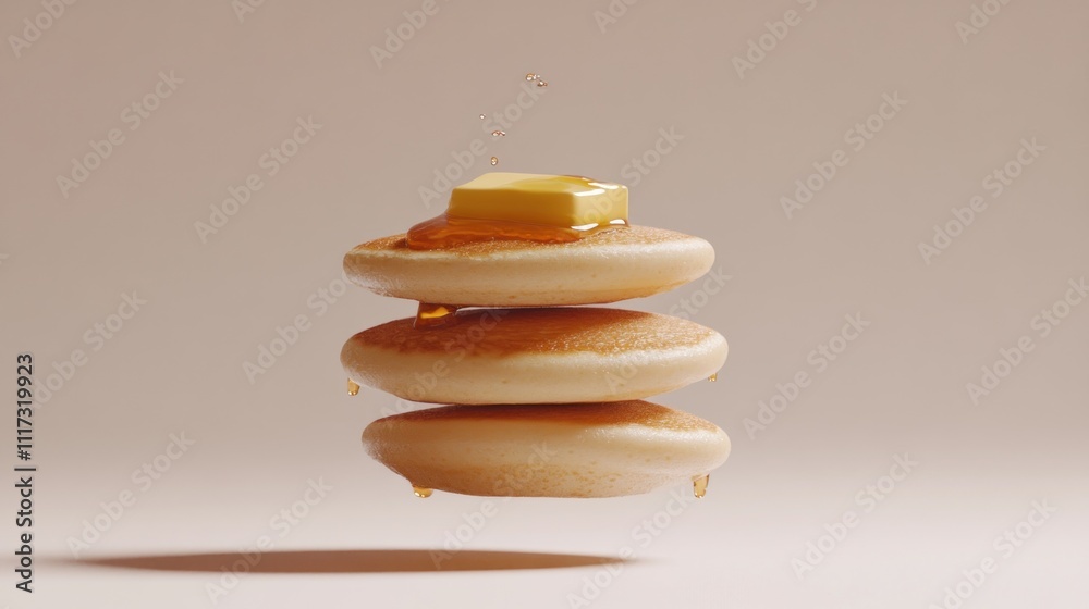 Stacked Pancakes Topped With Butter And Syrup Stacked Pancakes Topped With Butter And Syrup