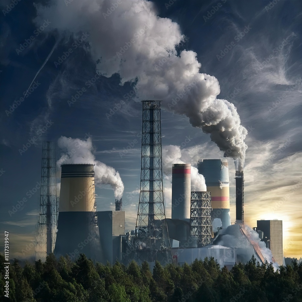 air polluting factory. environmental disaster concept air polluting factory. environmental disaster concept