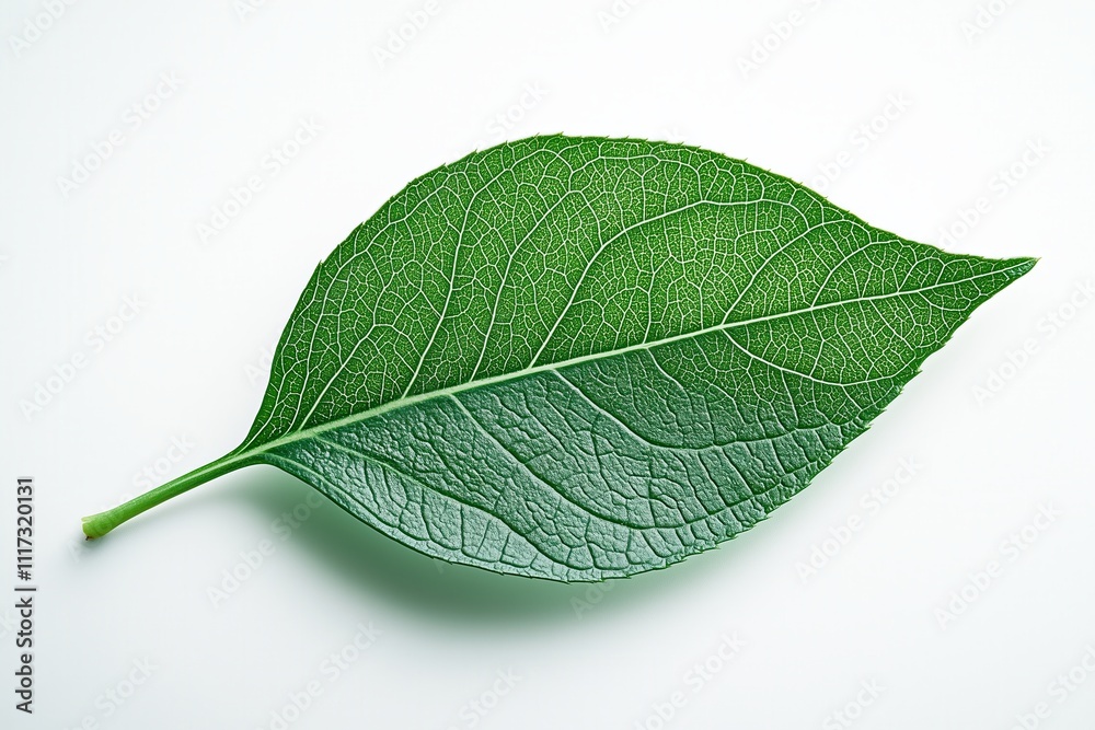 Obraz premium Single green leaf isolated on white