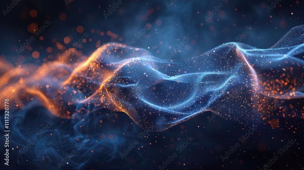 Abstract Blue and Orange Glowing Particle Wave Abstract Blue and Orange Glowing Particle Wave