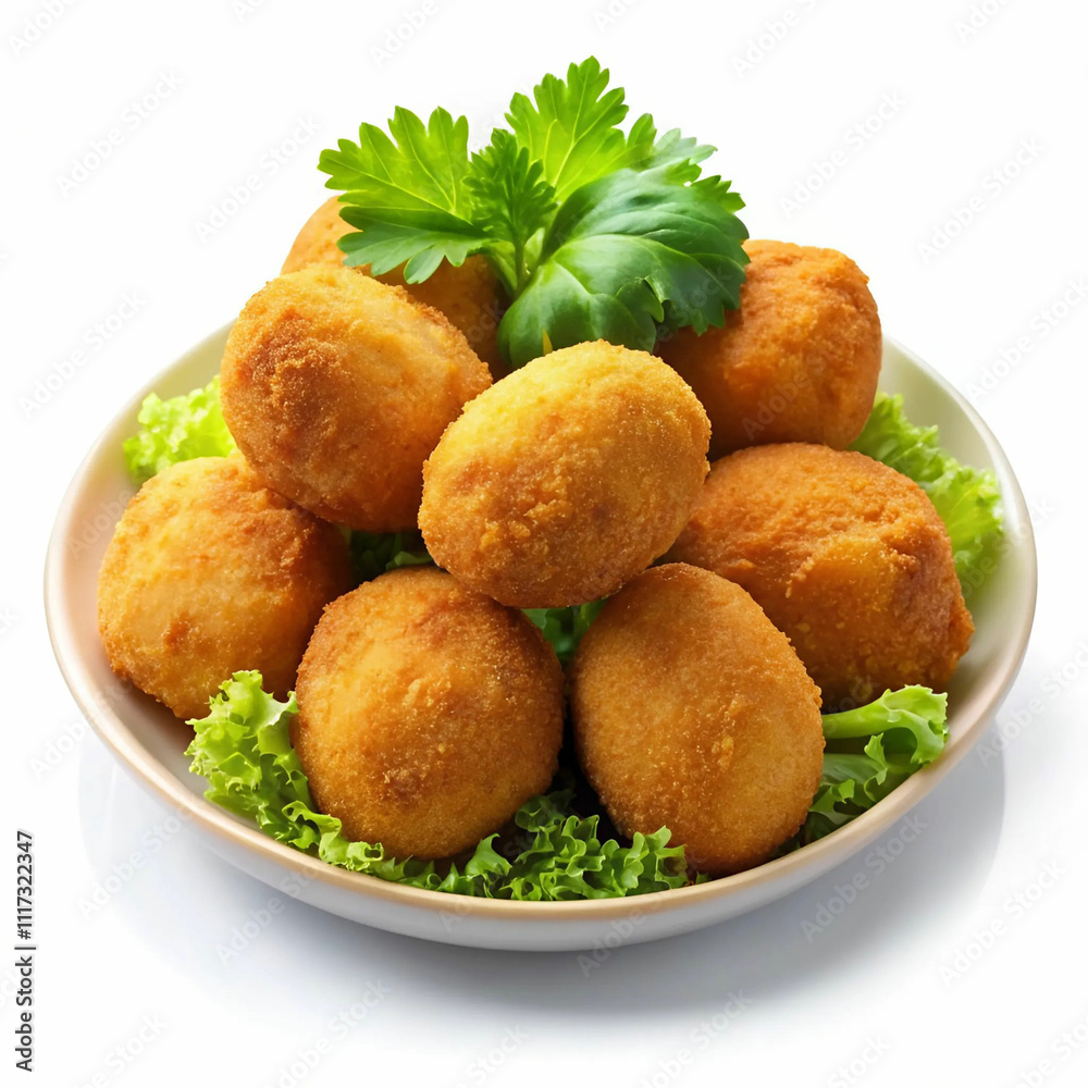 Traditional Spanish croquetas (croquettes), golden and crispy Traditional Spanish croquetas (croquettes), golden and crispy