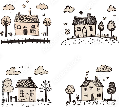 Charming Hand-Drawn Houses