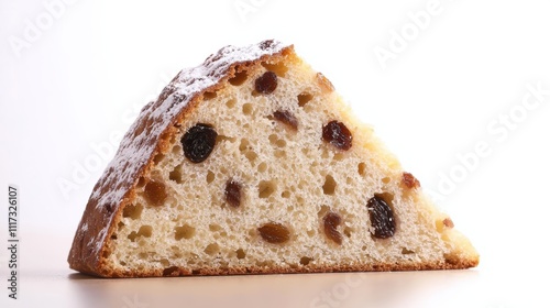 Freshly Baked Slice of Sweet Fruit Bread with Powdered Sugar