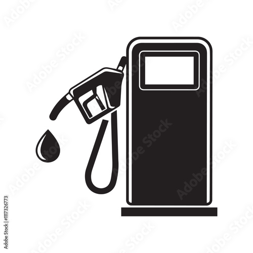 Modern Gasoline Pump Icon with Fuel Droplet and Fuel Station Symbol isolated vector art on white background