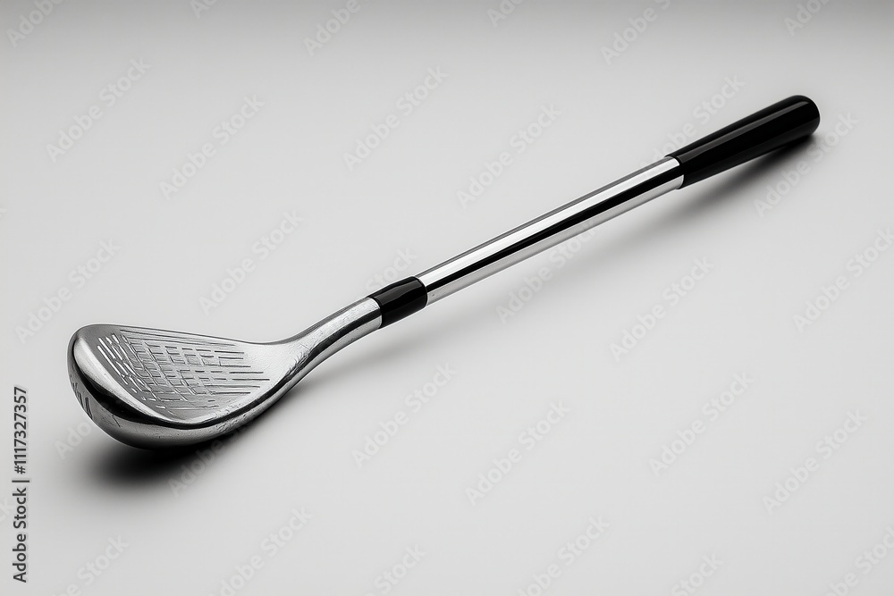 Stainless steel golf club on neutral background Stainless steel golf club on neutral background