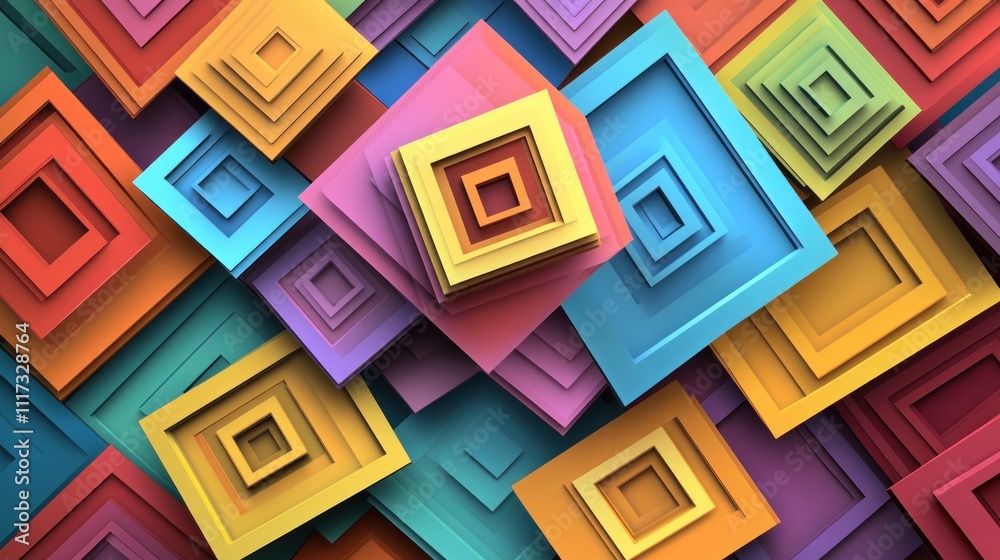 Abstract Colorful Layered Square Design
