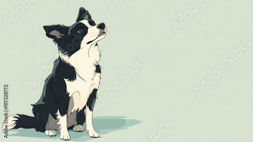 Adorable cute puppy sitting digital art minimalist design soft colors playful expression for pet lovers photo