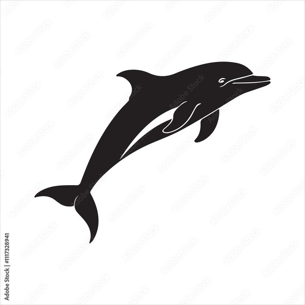 Fototapeta premium Dolphin silhouette vector icon design whit a white background.