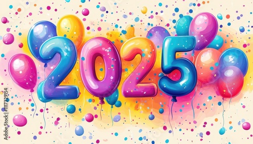 Colorful Balloons Celebrate Twenty Twenty Five