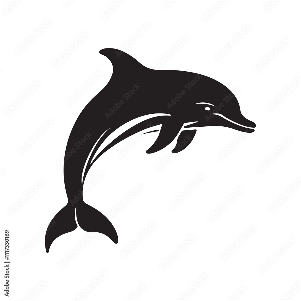 Fototapeta premium Dolphin silhouette vector icon design whit a white background.