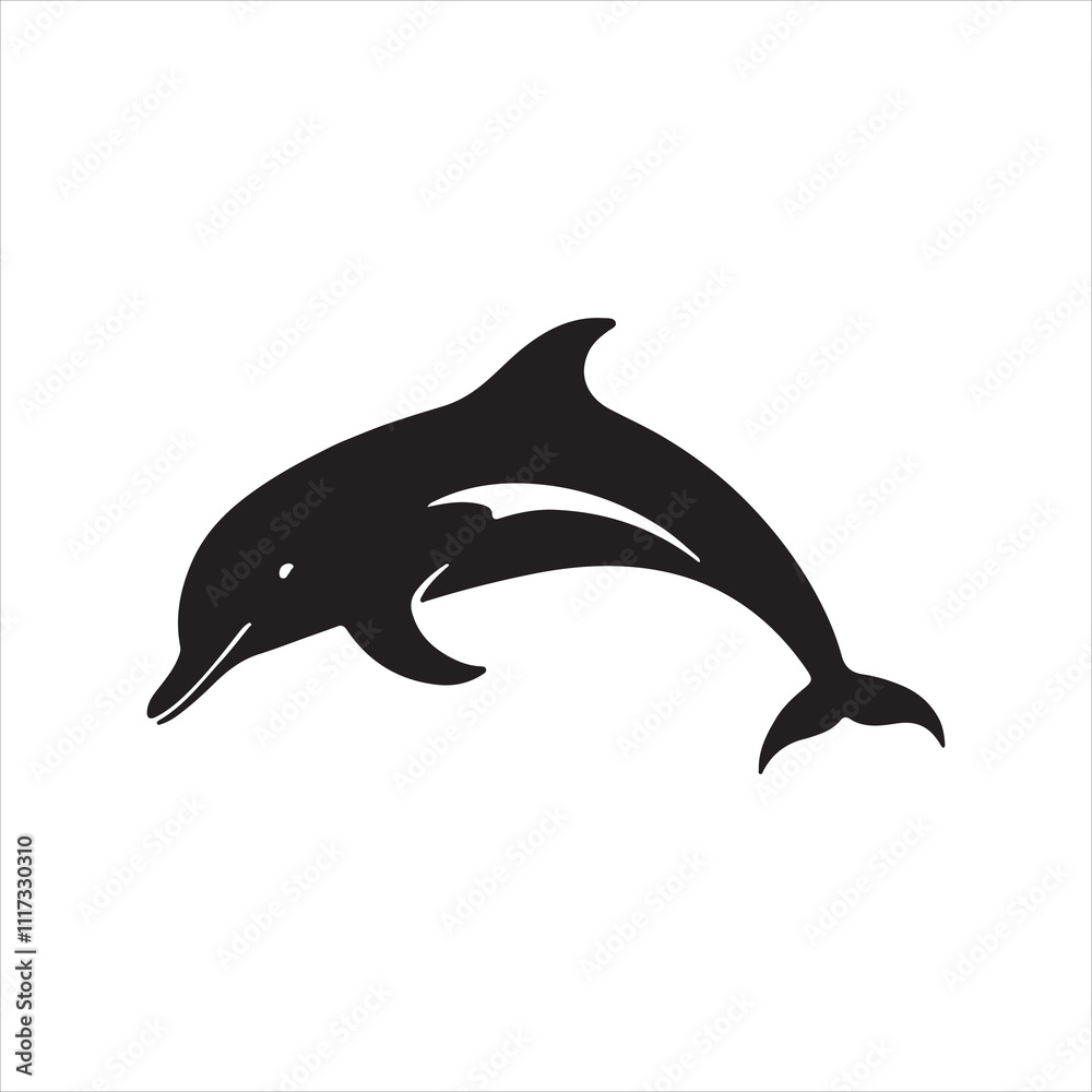 Fototapeta premium Dolphin silhouette vector icon design whit a white background.